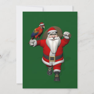 Cartão De Festividades Sweet Santa Claus Loves Macaws Parrots