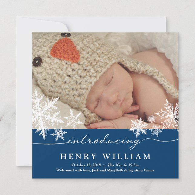 Cartão De Festividades Sweet Snowflakes | Baby Announcement (Frente)