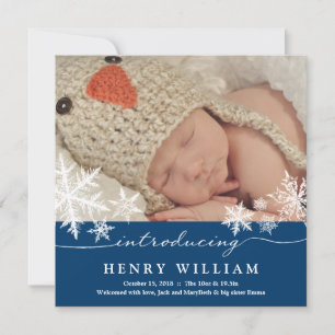 Cartão De Festividades Sweet Snowflakes   Baby Announcement