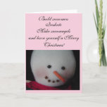 Cartão De Festividades Sweet Snowman<br><div class="desc">Um doce boneco de neve sorridente com um nariz grande de cenoura. Traz lembranças de construir homens de neve,  patins de gelo e anjos de neve!</div>