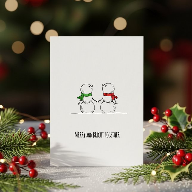 Cartão De Festividades Sweet Snowman Couple Christmas Greeting Card (Criador carregado)
