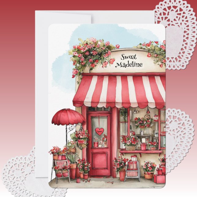 Cartão De Festividades Sweet Valentine Flower Shop Personalized Flat (Criador carregado)