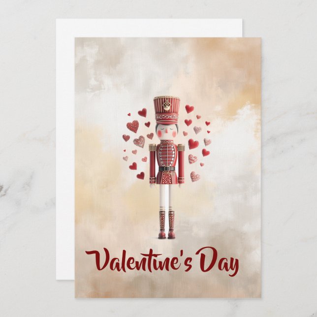 Cartão De Festividades Sweet Valentines Day Nutcracker Romantic Card (Frente/Verso)