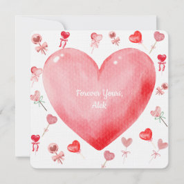 Cartão De Festividades Sweet Watercolor Heart Valentine Card