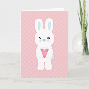Cartão De Festividades Sweet White Bunny Valentine Greeting