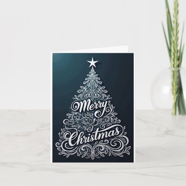 Cartão De Festividades Swirling Silver Tree Christmas card (Frente)