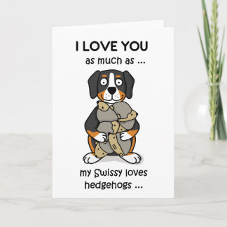 Cartão De Festividades Swissy greeting card; Valentines love dog