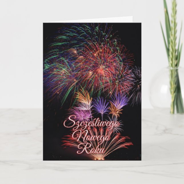 Cartão De Festividades Szczęśliwego Nowego Roku ou feliz ano novo (Frente)