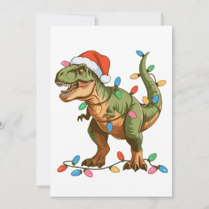 Cartão De Festividades T-Rex de Natal Dinossauro Xmas Dino Tiranossauro