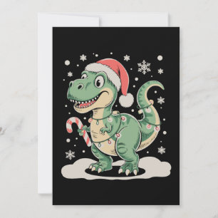 Cartão De Festividades T Rex Dinossauro de Natal Chapéu de Papai Noel Fes
