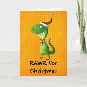 Cartão De Festividades T-rex natalício bonito