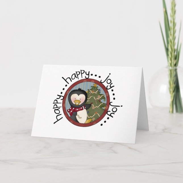 Cartão De Festividades T-shirts e presentes no feriado pinguim (Frente)