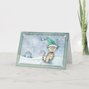 Cartão De Festividades Tabby Cat Holiday Card de Molly Harrison