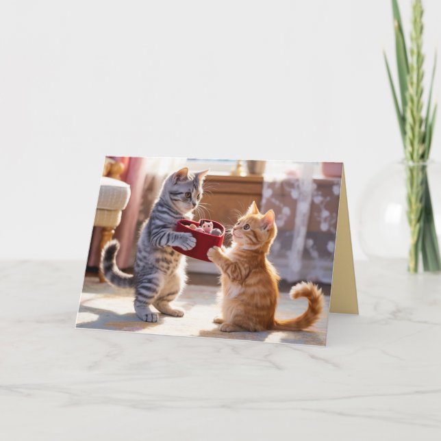 Cartão De Festividades Tabby Kitten Valentine's Day Card (Frente)