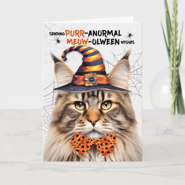 Cartão De Festividades Tabby Maine Coon Cat PURRolinterm anormal (Frente)
