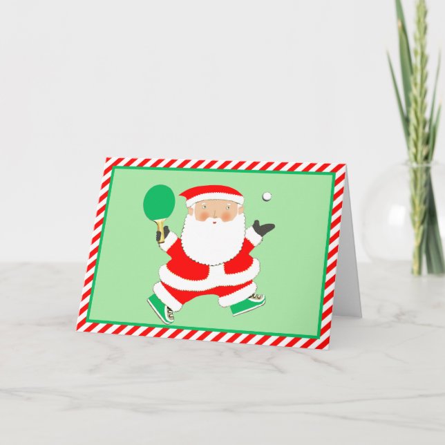 Cartão De Festividades Table Tennis Ping-Pong Christmas Holiday Cards (Frente)