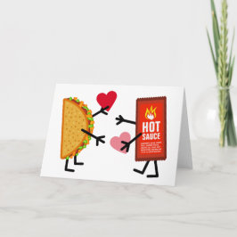 Cartão De Festividades Taco & Hot Sauce - Cute Valentine's Day Hearts