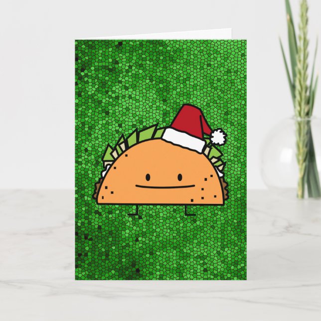 Cartão De Festividades Taco que veste a salsa da carne do escudo do Natal (Frente)