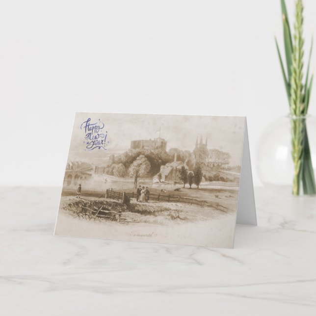 Cartão De Festividades Tamworth Castle & Mill Feliz ano novo Card (Frente)