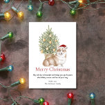 Cartão De Festividades Tan Corgi e o Cão de Pet da Árvore de Natal<br><div class="desc">Este adorável cartão de Natal do córgi apresenta um córgi bronzeado e branco vestindo um chapéu de Papai Noel sentado em frente a uma árvore de Natal iluminada. A saudação no cartão diz "Feliz Natal" "Que tudo isso seja bonito e que te traga alegria para ser seu neste feriado e...</div>