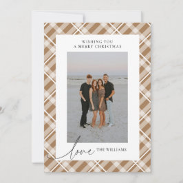 Cartão De Festividades Tan Tartan Xadrez Clássica Foto de Natal