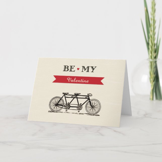 Cartão De Festividades Tandem Bicycle - Be My Valentine Card (Frente)