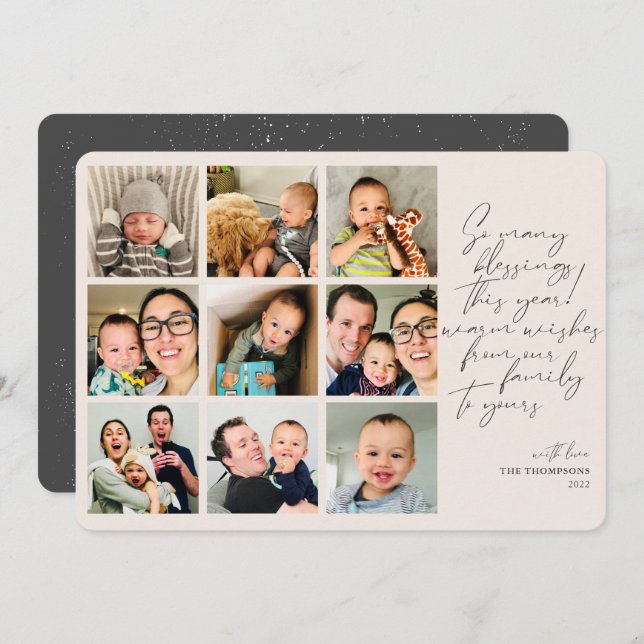 Cartão De Festividades Tantas Abençoações Ano Revisar Colagem de Fotos (Frente/Verso)