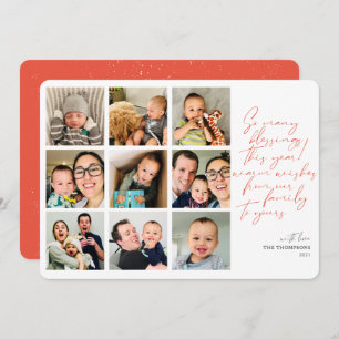 Cartão De Festividades Tantas Bênçãos Ano em Revisão Foto Colagem Vermelh