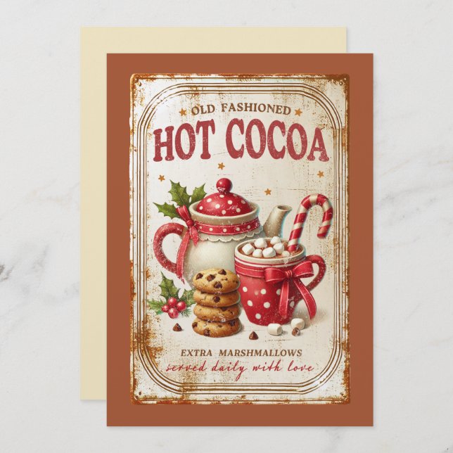 Cartão De Festividades Tão adorável Natal tradicional com visual retrô (Frente/Verso)