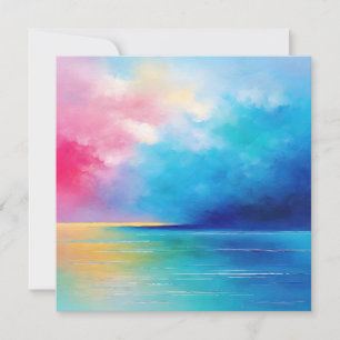 Cartão De Festividades "Tarfarran" Paisagem Rosa e Azul