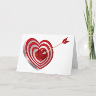 Cartão De Festividades Target Heart with Arrow Greeting Card