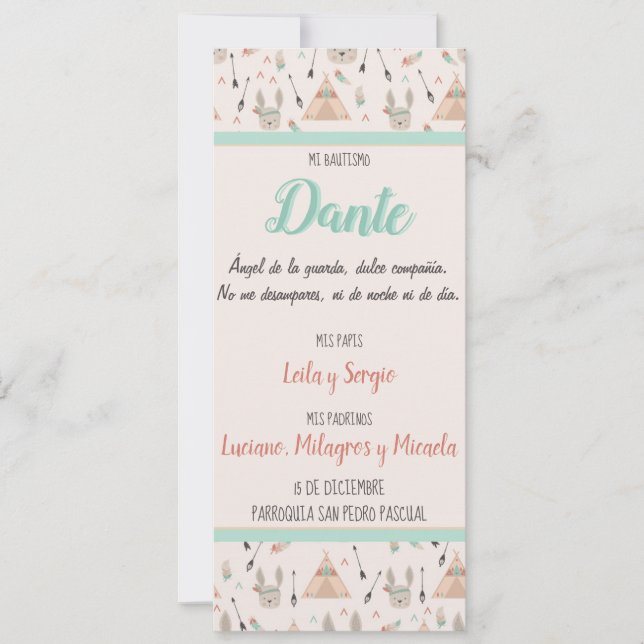 Cartão De Festividades Tarjeta de Bautizo, Nacimiento (Frente)