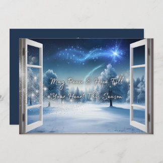 Cartão De Festividades Tarjeta de Esperanza y Paz con Escena Invernal