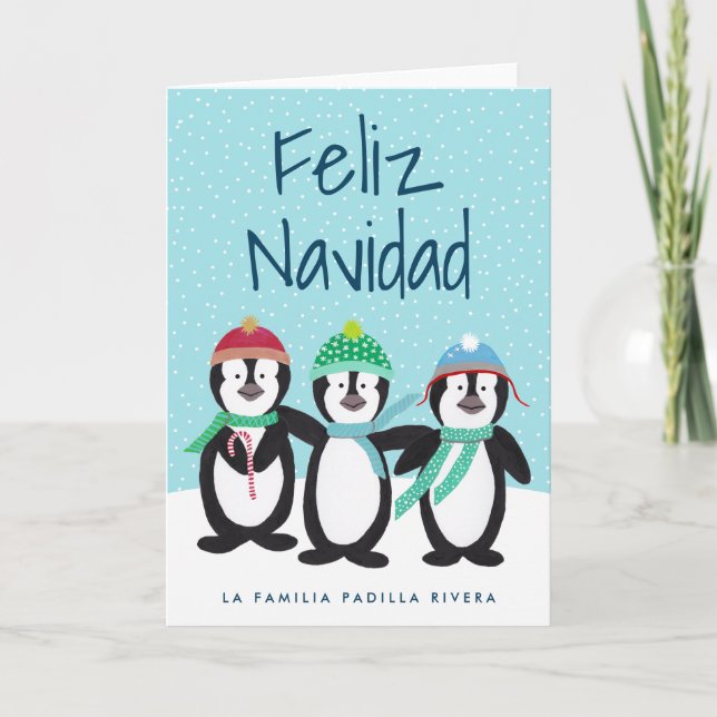 Cartão De Festividades Tarjeta de Navidad de Los Pingüinos (Frente)