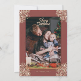 Cartão De Festividades Tarjeta de Navidad ilustración hojas abeto rojo