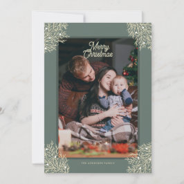 Cartão De Festividades Tarjeta de Navidad ilustración hojas abeto verde