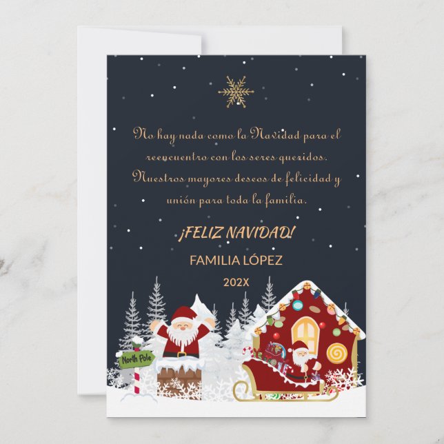 Cartão De Festividades Tarjeta de Navidad Nombre Familia Personalizable (Frente)