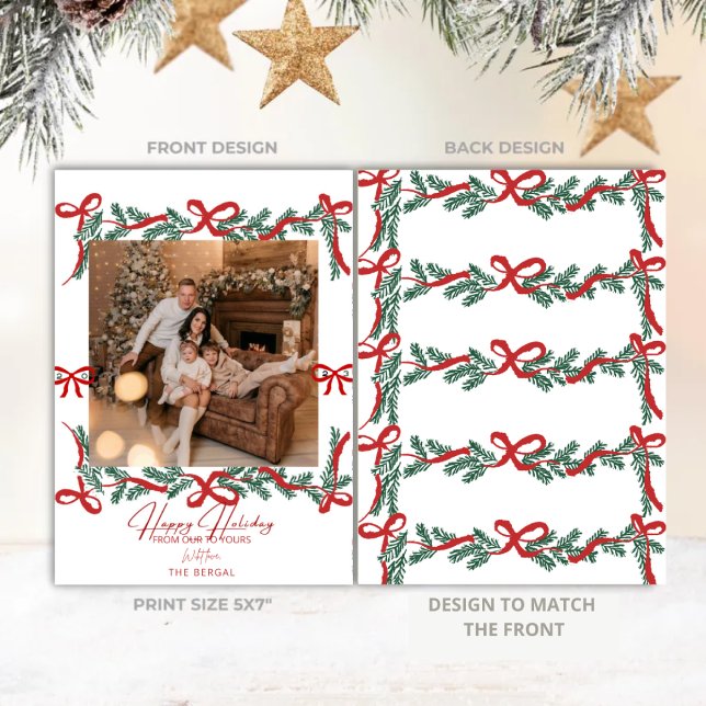 Cartão De Festividades Tarjeta Festiva Garland Bows Red (Criador carregado)