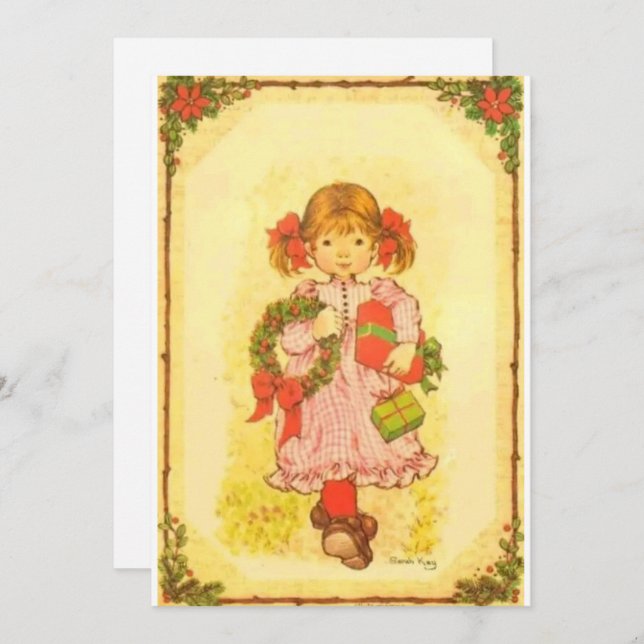 Cartão De Festividades Tarjeta festiva plana navideña Sarah Kay (Frente/Verso)