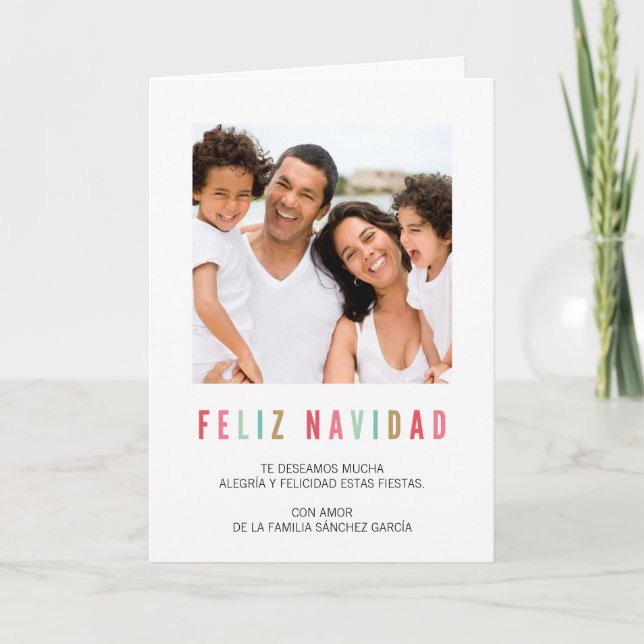 Cartão De Festividades Tarjetas Navideñas de Foto | Saludos Coloridos (Frente)