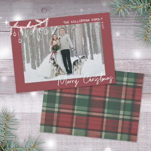 Cartão De Festividades Tartan Desenhado à Mão Feliz Natal