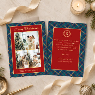 Cartão De Festividades Tartan Plaid Clássico Vermelho Multi Foto Natal