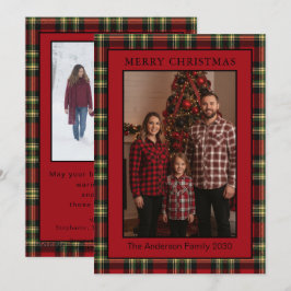 Cartão De Festividades Tartan Plaid Xadrez Búfalo Vermelho de Natal Duas 