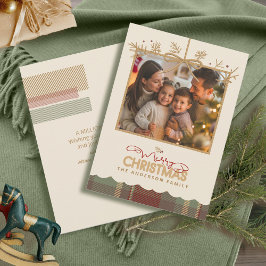 Cartão De Festividades Tartan Trim Christmas Hanging Photo ID1141A