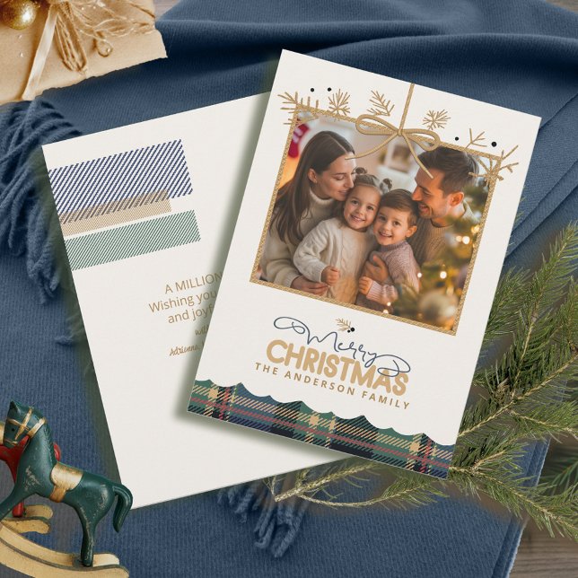 Cartão De Festividades Tartan Trim Christmas Hanging Photo ID1141B (Criador carregado)