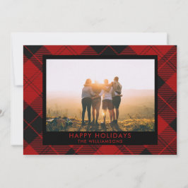 Cartão De Festividades Tartan Vermelho Preto Nome Personalizado Mensagem