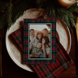 Cartão De Festividades Tartan Xadrez Personalizado Nome da Família Foto