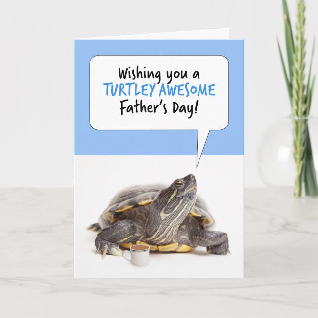 Cartão De Festividades Tartaruga Dia de os pais Feliz Com Humor De Café (Frente)