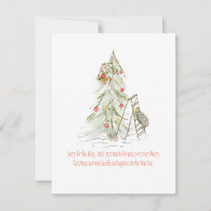 Cartão De Festividades Tartaruga e Esquilo com Árvore de Natal Tarde
