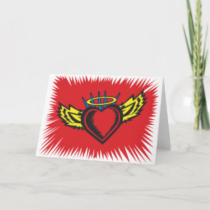 Cartão De Festividades Tatuagem do Coração do Anjo Voador